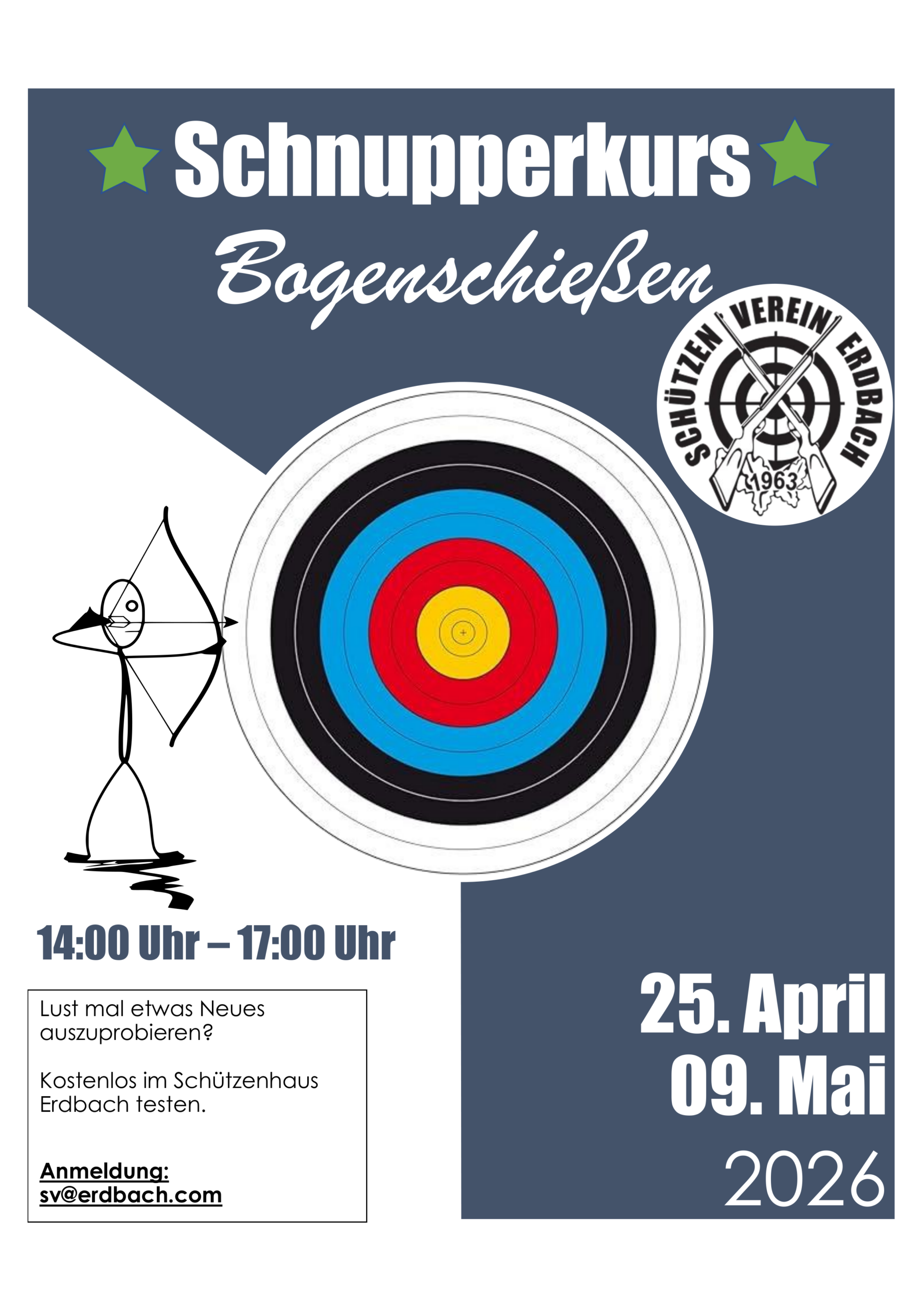 Schnupperkurs Bogenschießen am 25.04. und 09.05.2026 in Erdbach