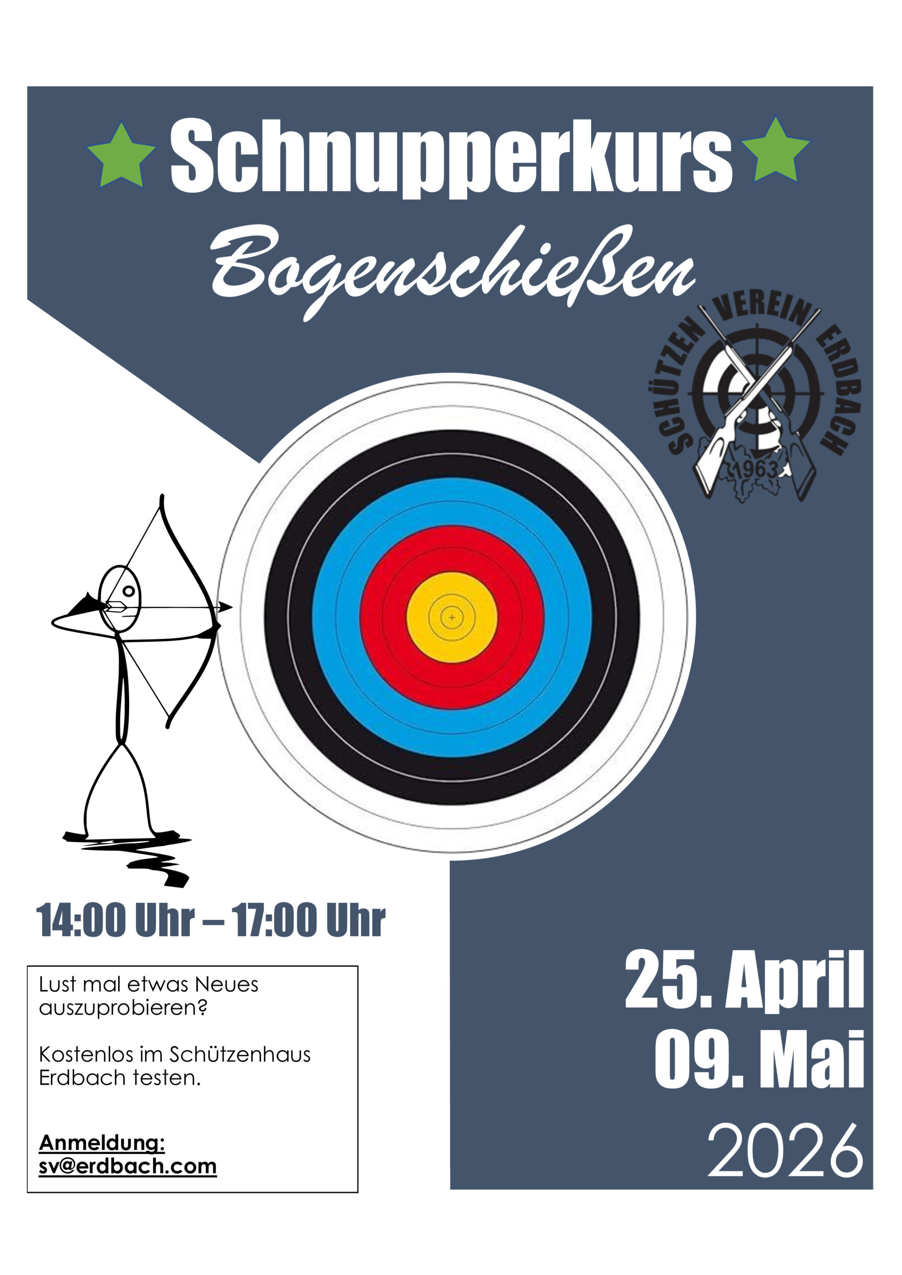 Schnupperkurs Bogenschießen am 25.04. und 09.05.2026 in Erdbach