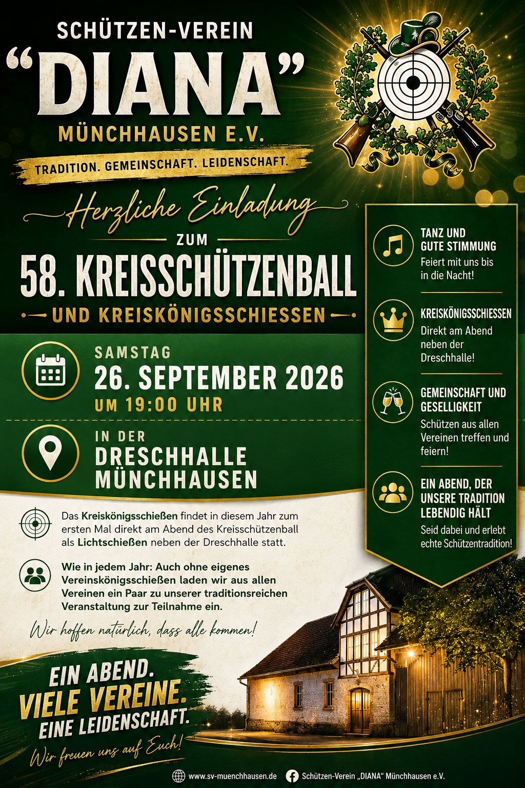 Einladung zum Kreisschützenball und Kreiskönigsschießen 2026